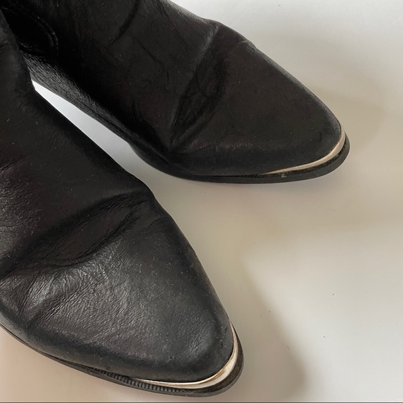 Black Cowboy Boots With Silver Toe Detail Size 8.5/9 - Picture 7 of 10